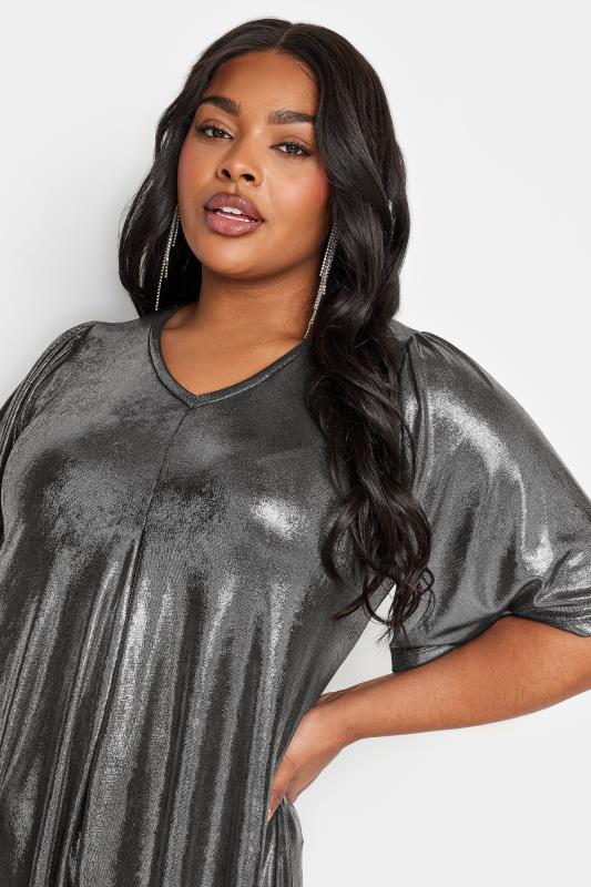 YOURS Curve Silver Foil Swing Top | Yours Clothing 4