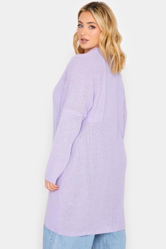 YOURS Curve Lilac Purple Knitted Long Sleeve Cardigan | Yours Clothing  3