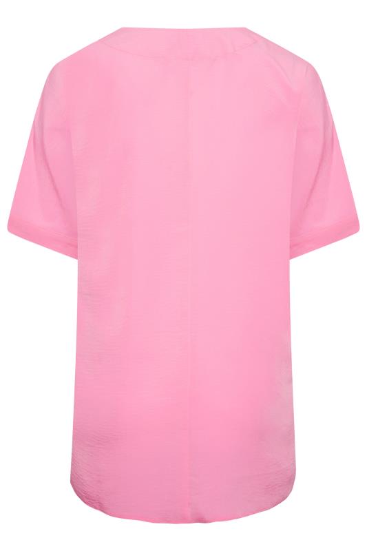 YOURS Curve Plus Size Baby Pink V-Neck Top | Yours Clothing  7