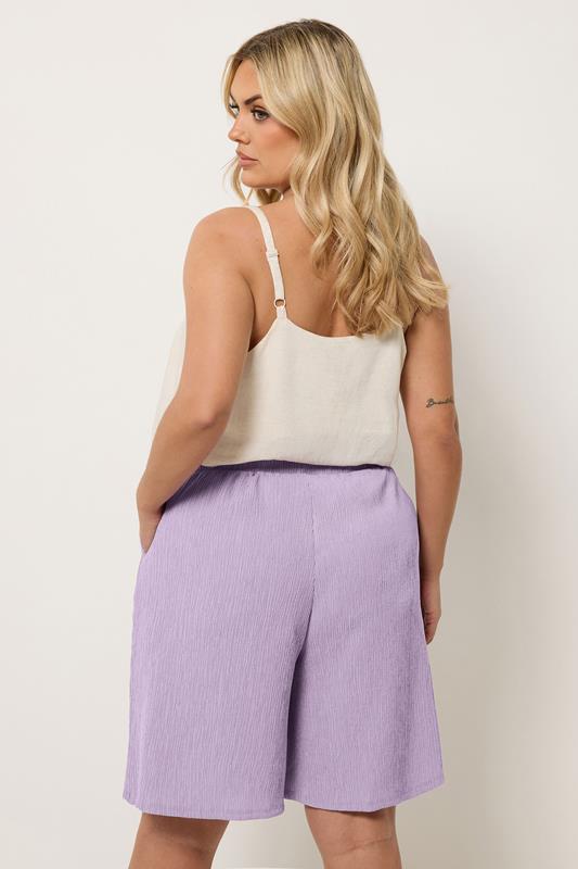 YOURS Plus Size Purple Elasticated Waistband Textured Shorts | Yours Clothing 2