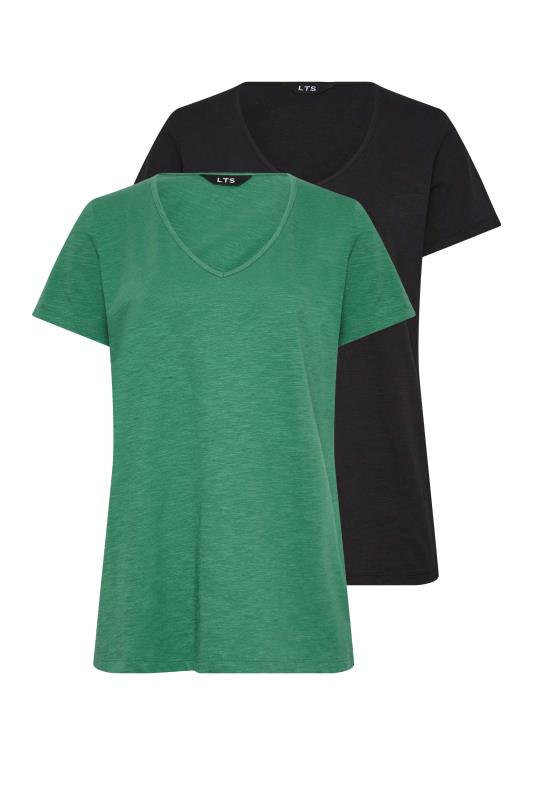LTS Tall 2 PACK Green & Black V-Neck T-Shirts | Long Tall Sally  8