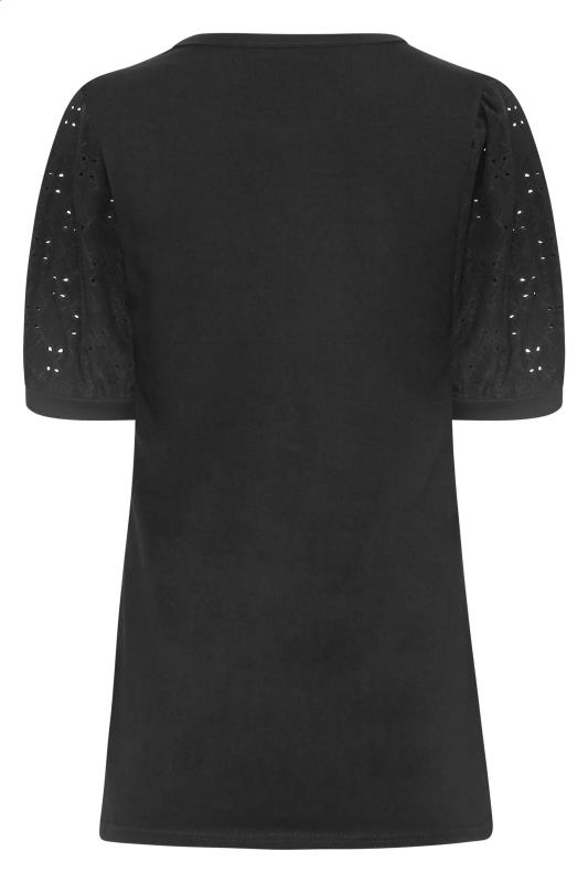 LTS Tall Black Broderie Anglaise Puff Sleeve Top 7
