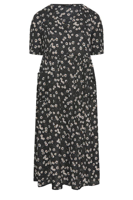 YOURS Plus Size Black Daisy Print Smock Dress | Yours Clothing 6