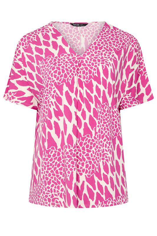 YOURS Plus Size Pink Abstract Pleat Front Top | yours Clothing 5