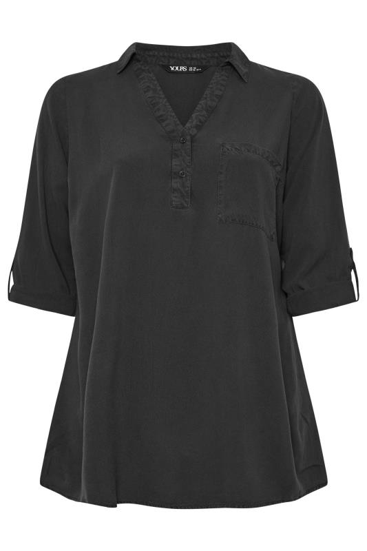 YOURS Plus Size Black Overhead Chambray Shirt | Yours Clothing  5
