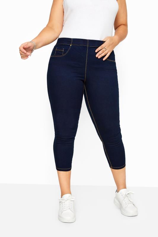 YOURS FOR GOOD Curve Indigo Blue Cropped JENNY Jeggings 1