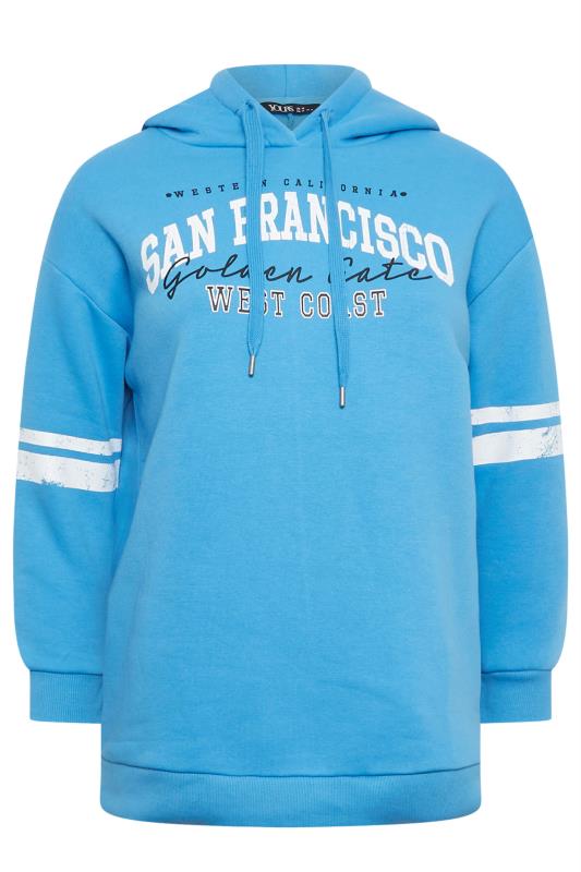 YOURS Curve Blue 'San Francisco' Printed Hoodie | Yours Clothing  5