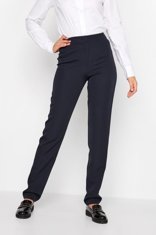 LTS Tall Women's Navy Blue Scuba Crepe Slim Leg Trousers | Long Tall Sally 1