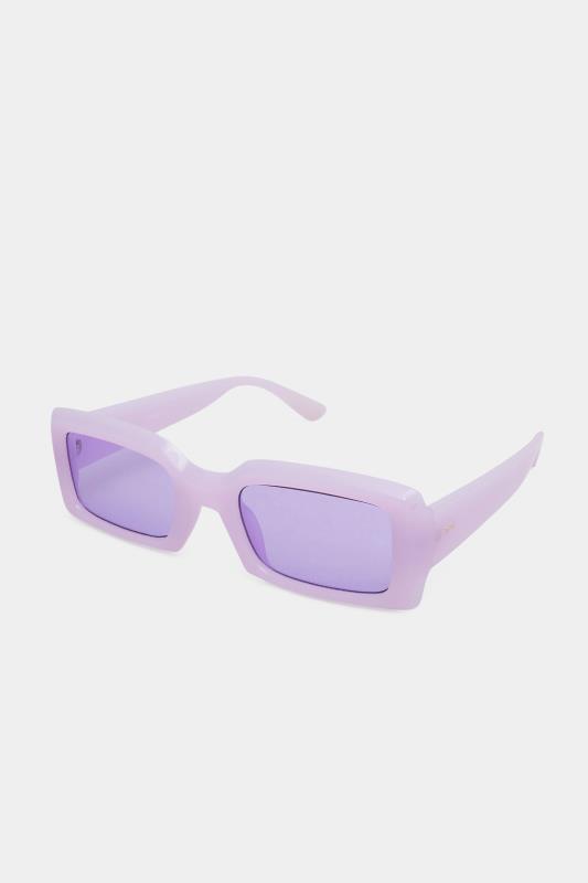 Plus Size Lilac Purple Rectangle Sunglasses | Yours Clothing 2