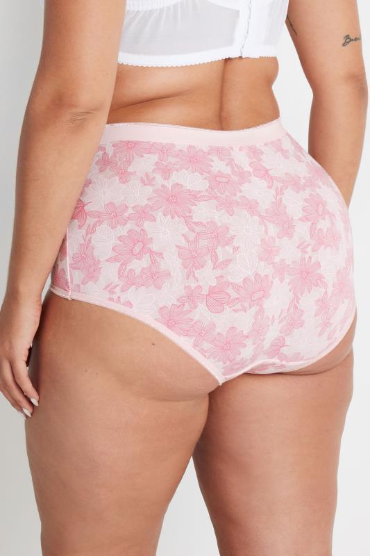 YOURS Plus Size 5 PACK Pink Floral Print Full Briefs | Yours Clothing 3