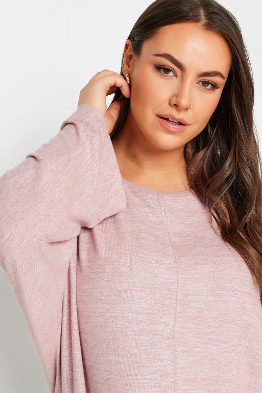 YOURS Plus Size Pink Batwing Sleeve Soft Touch Jumper | Yours Clothing 4
