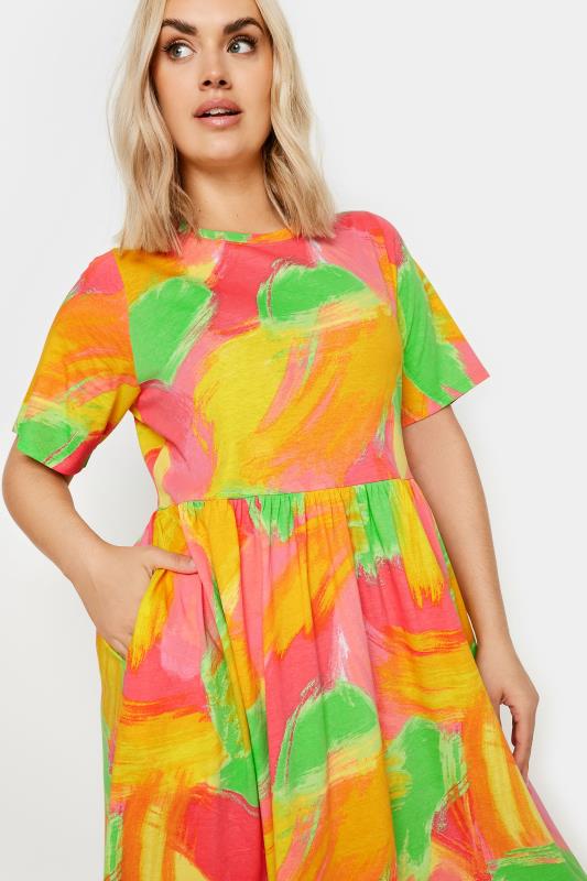 YOURS Plus Size Pink Abstract Print Pure Cotton Midaxi Dress | Yours Clothing 5