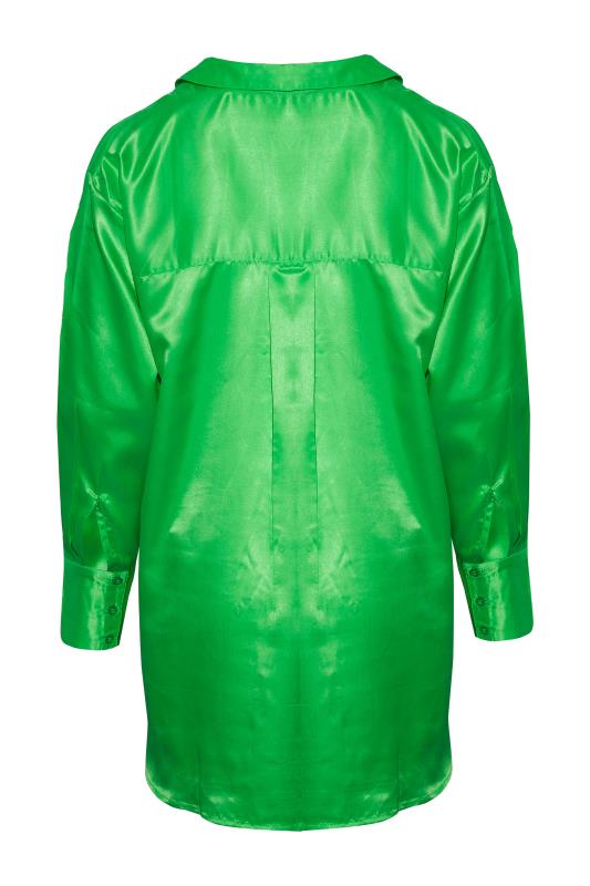 LIMITED COLLECTION Curve Jade Green Satin Shirt 7