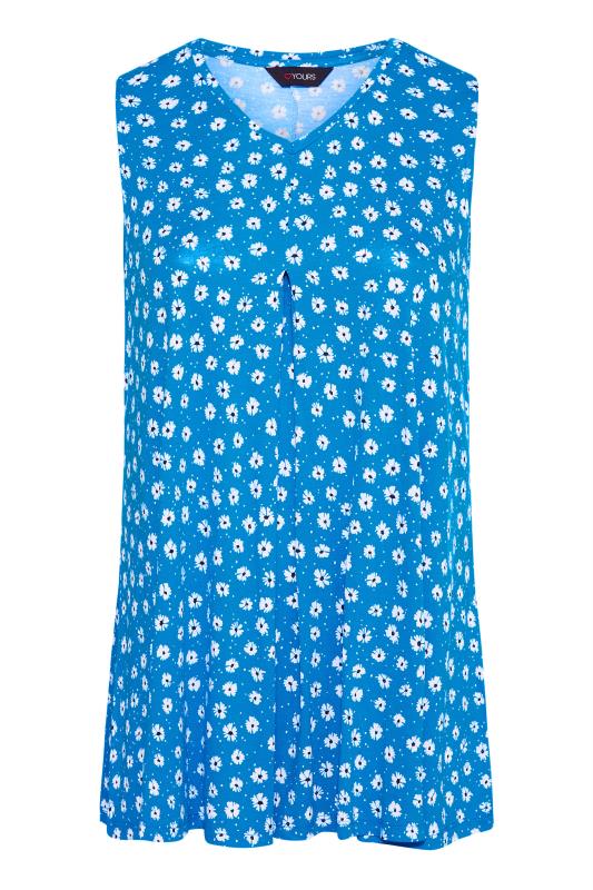 Plus Size Aqua Blue Daisy Swing Vest Top | Yours Clothing 6