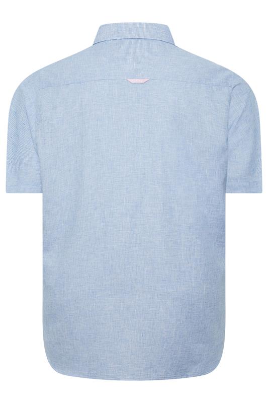 D555 Big & Tall Light Blue Linen Mix Pocket Shirt | BadRhino 4