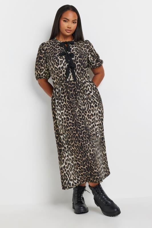 Plus Size  LIMITED COLLECTION Curve Natural Brown Leopard Print Bow Dress