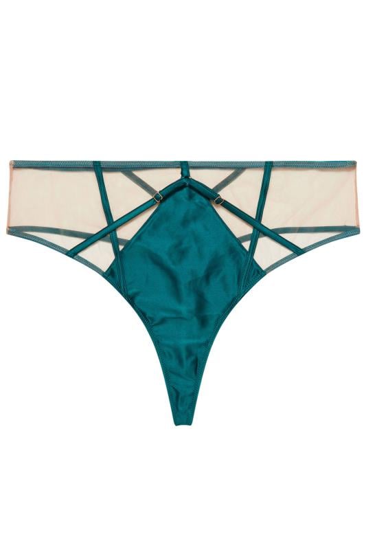 PLAYFUL PROMISES Green Ramona Illusion Strap Mesh High Waist Thong | Yours Clothing 5