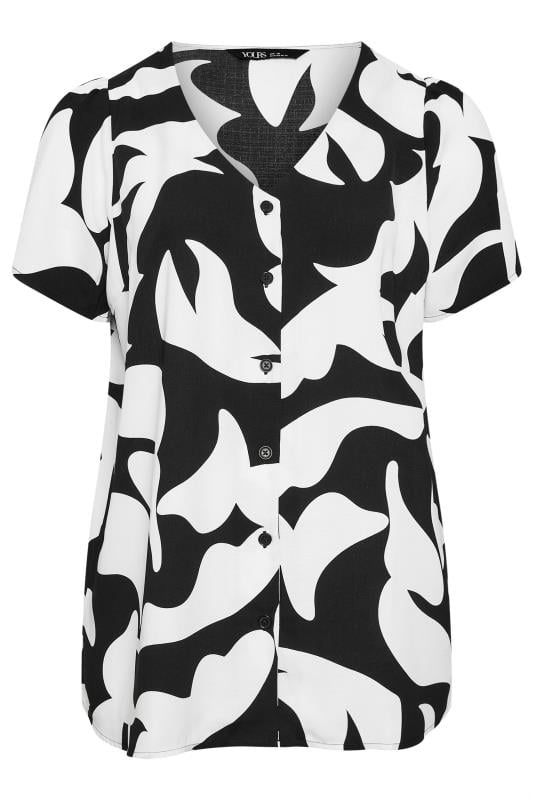 Black and white blouse plus size hotsell