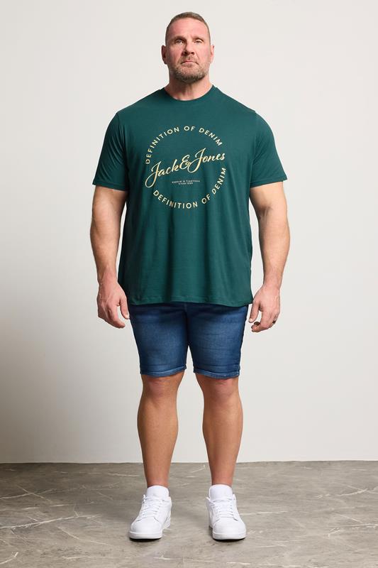 JACK & JONES Big & Tall 5 PACK Blue/Navy Blue/Green/Off-White/Black T-Shirts | BadRhino 4