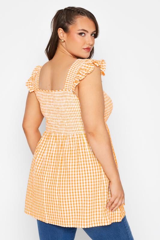 LIMITED COLLECTION Curve Yellow Gingham Frill Top 3
