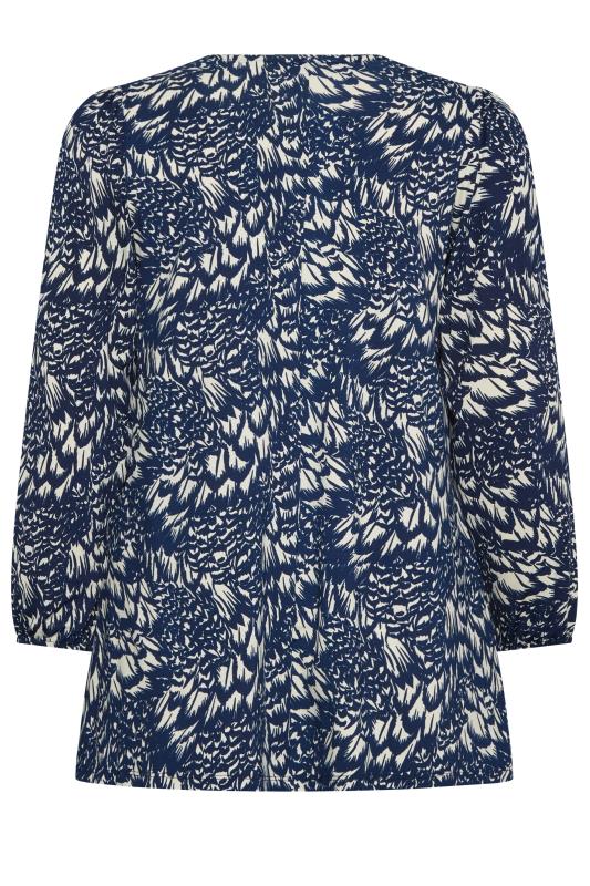 YOURS Plus Size Navy Blue Floral Print Balloon Sleeve Top | Yours Clothing 7