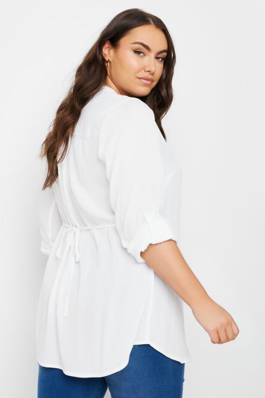 YOURS Plus Size White Pintuck Embellished Shirt | Yours Clothing 3