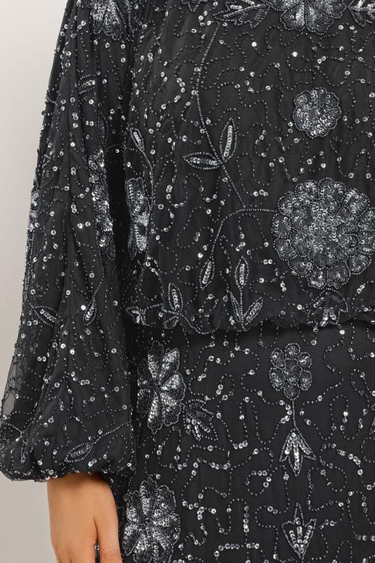 Niimee Curve Black Embellished Long Sleeve Dress 4
