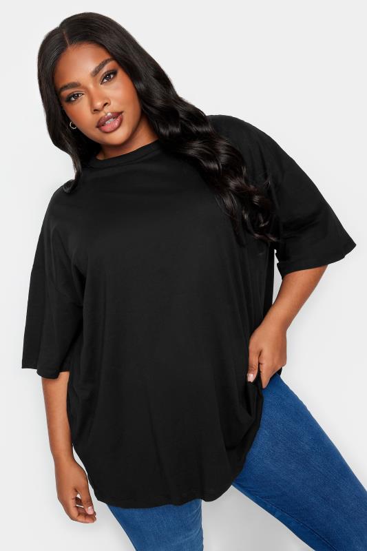  Tallas Grandes YOURS Curve Black Oversized Boxy T-Shirt