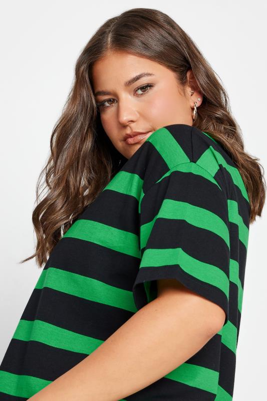 YOURS Plus Size Green Stripe Oversized T-Shirt | Yours Clothing 4
