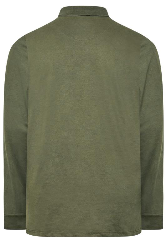KAM Big & Tall Khaki Green Long Sleeve Polo Shirt 4