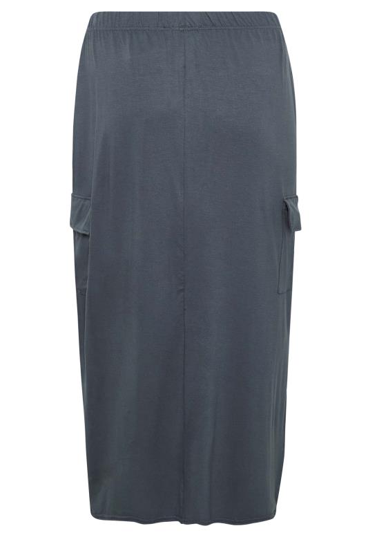 Yours Curve Plus Size Navy Blue Maxi Cargo Skirt | Yours Clothing  5