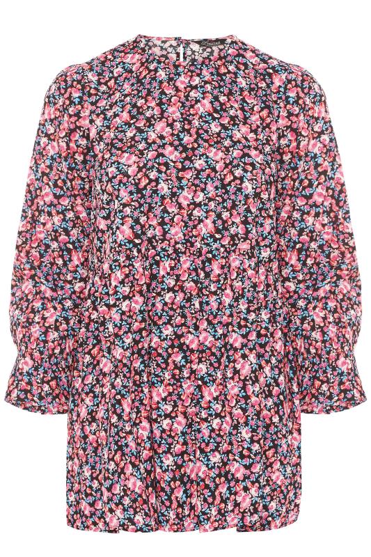 LIMITED COLLECTION Pink & Blue Floral Smock Blouse | Yours Clothing 5