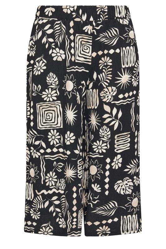 YOURS Plus Size Black Floral Print Textured Culottes | Yours Clothing 5