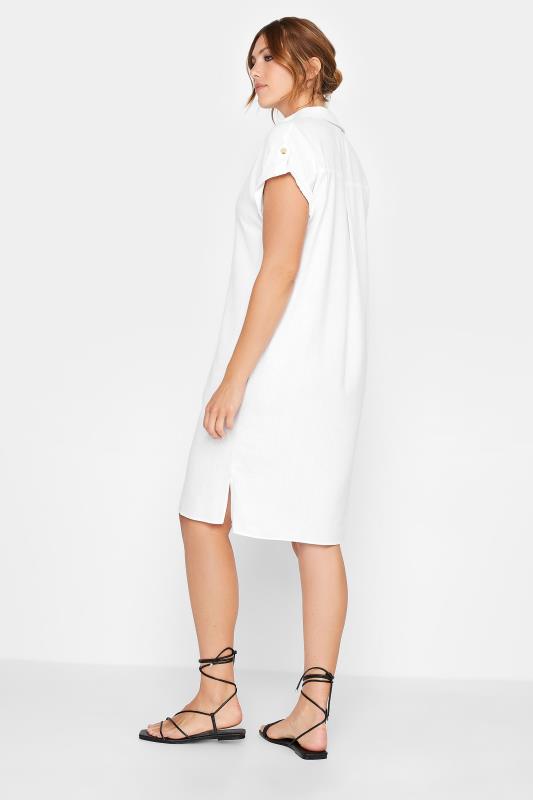 LTS Tall Womens White Linen Look Button Through Shirt Dress | Long Tall Sally  4