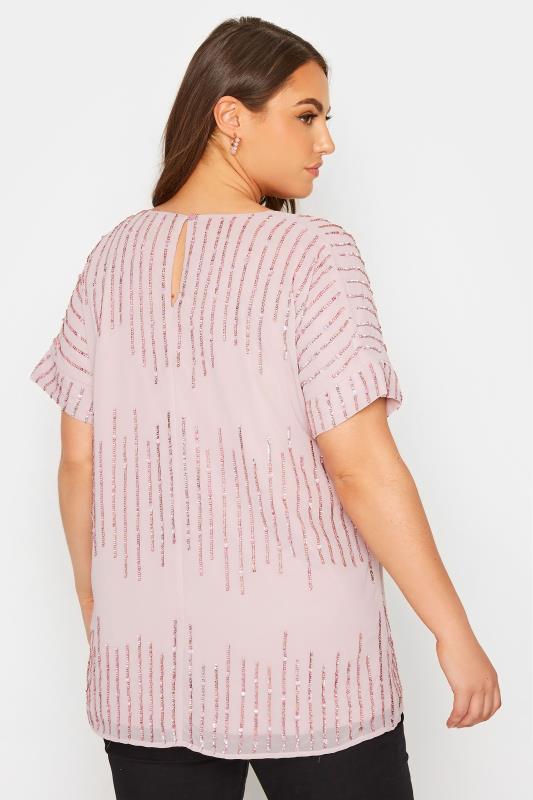 LUXE Curve Pink Sequin Hand Embellished Top 3