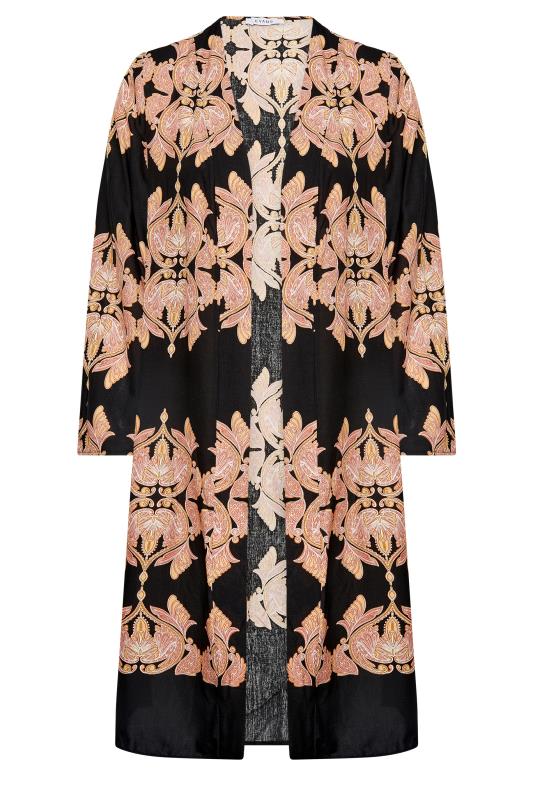 Plus Size  Evans Black & Pink Paisley Print Kimono