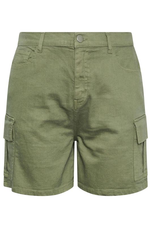YOURS Plus Size Khaki Green Stretch Denim Cargo Shorts | Yours Clothing 5