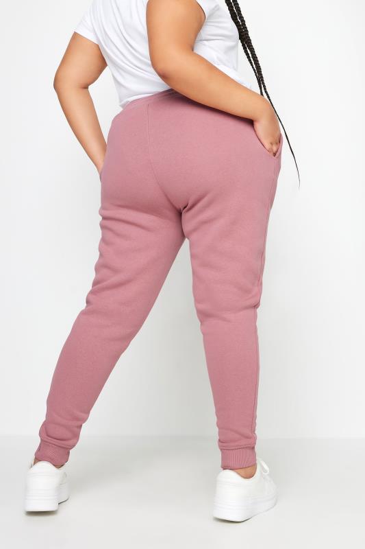 YOURS Plus Size Pink Cuffed Stretch Joggers | Yours Clothing 4
