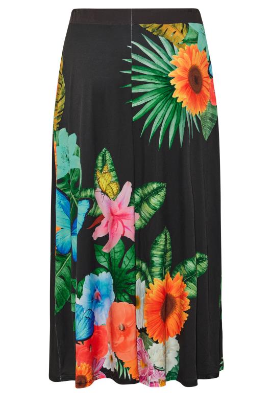 Curve Black Tropical Print Maxi Skirt 5