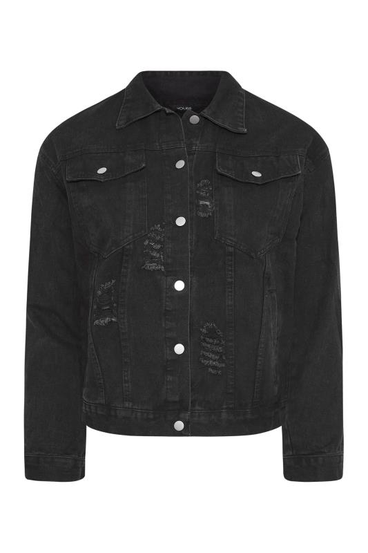 Plus Size Black Washed Distressed Denim Jacket | Yours Clothing 6