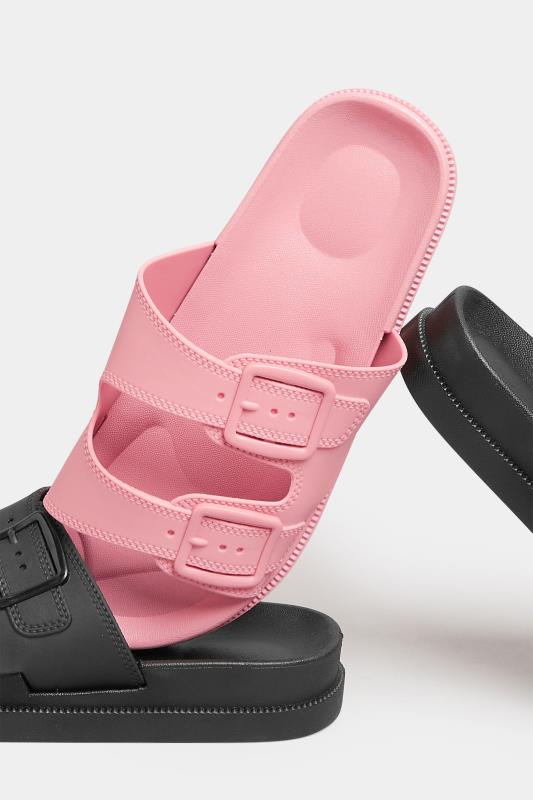 PixieGirl Pink Double Buckle Slider Sandals In Standard D Fit 6