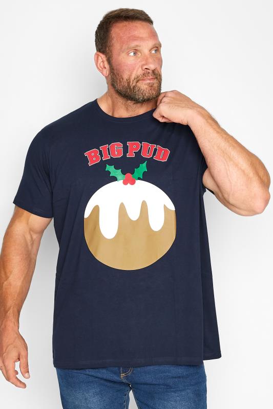  Tallas Grandes BadRhino Navy Blue 'Big Pud' Christmas T-Shirt