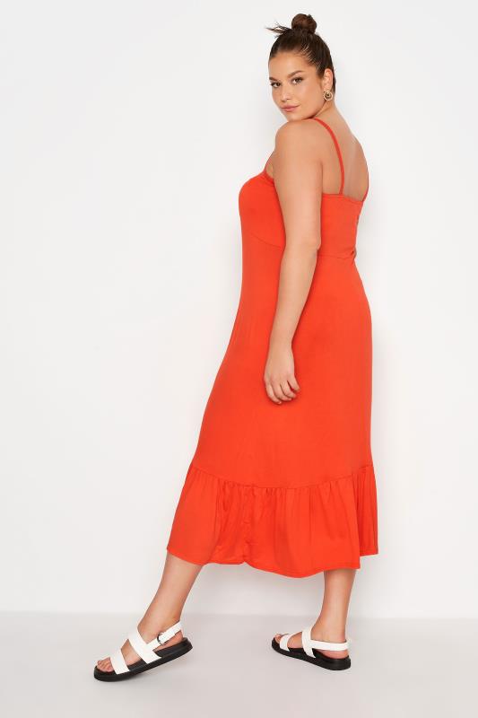 LIMITED COLLECTION Curve Bright Orange Ring Detail Midaxi Dress 3