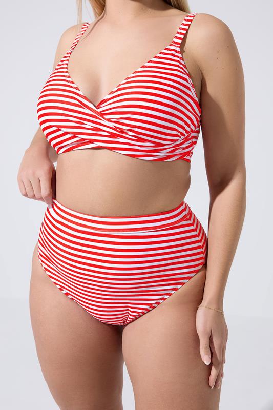 LIMITED COLLECTION Plus Size Red Stripe Bikini Briefs | Yours Clothing 5