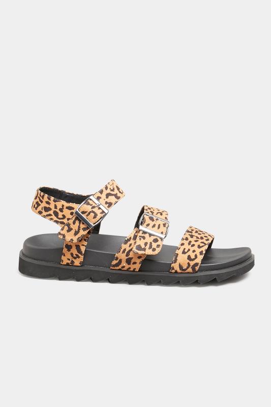 Black Leopard Print Buckle Sandals In Extra Wide Fit | Yours Clothing 3