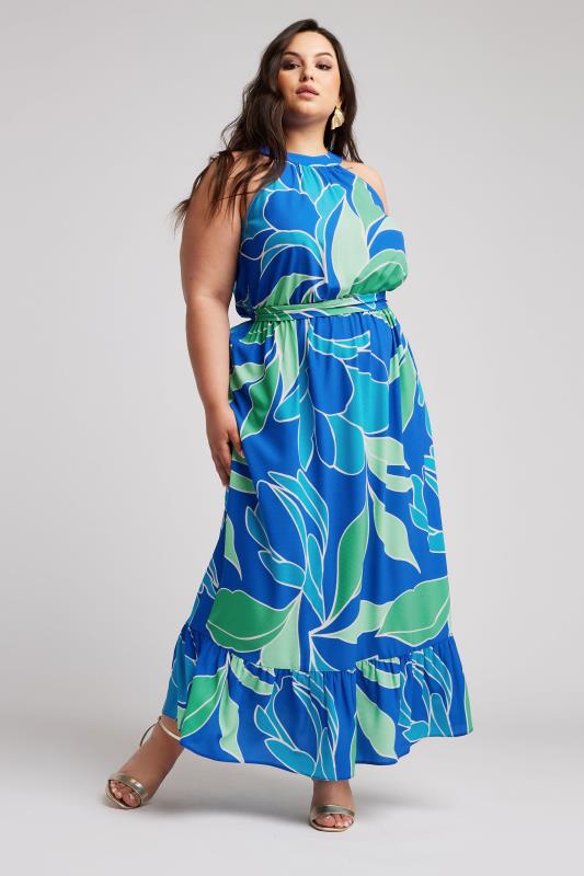 YOURS LONDON Plus Size Blue Abstract Print Maxi Dress | Yours Clothing 1