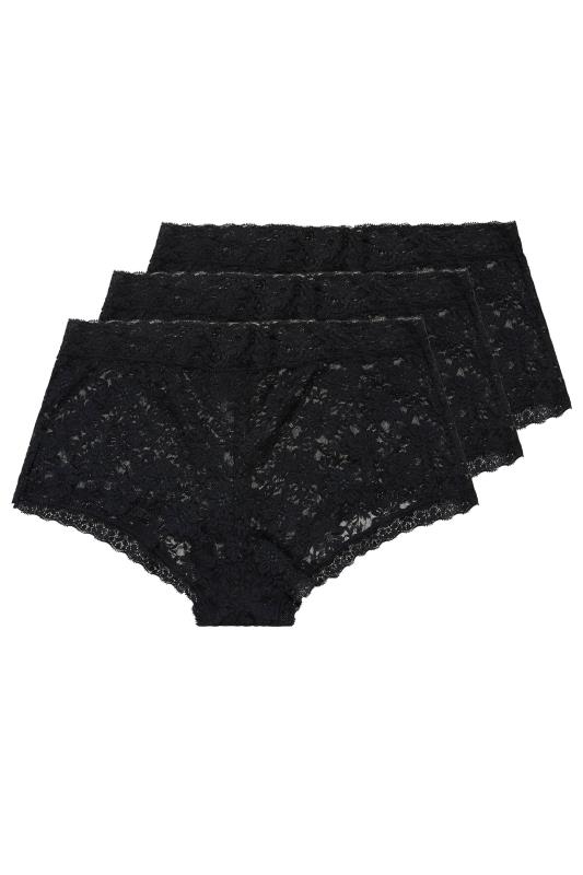 Plus Size 3 PACK Black Lace Mid Rise Shorts | Yours Clothing  2