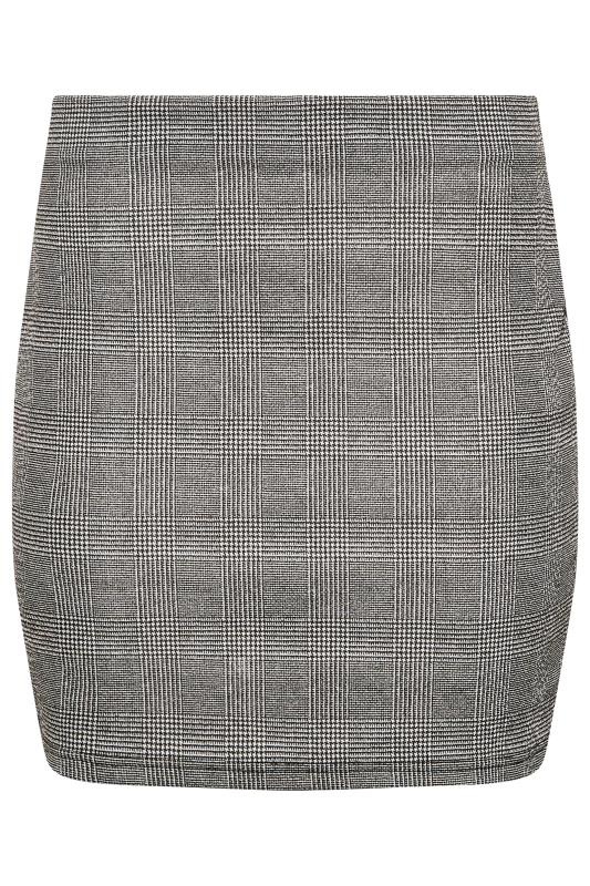 Petite Black & Grey Check Stretch Mini Skirt | PixieGirl 5