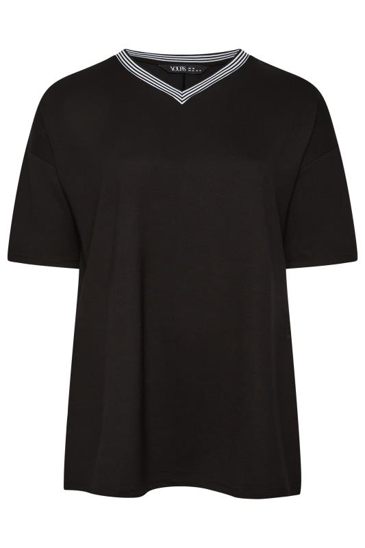 YOURS Curve Plus Size Black Stripe V-Neck T-Shirt | Yours Clothing  6