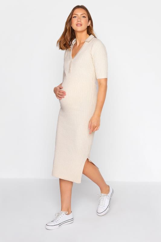 Tall  LTS Tall Maternity Cream Knitted Midaxi Dress